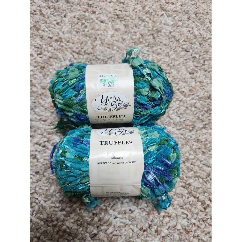 Yarn Bee Truffles Atlantis Variegated 4 Medium 3.5oz 78yd 2 Skeins Blue Green